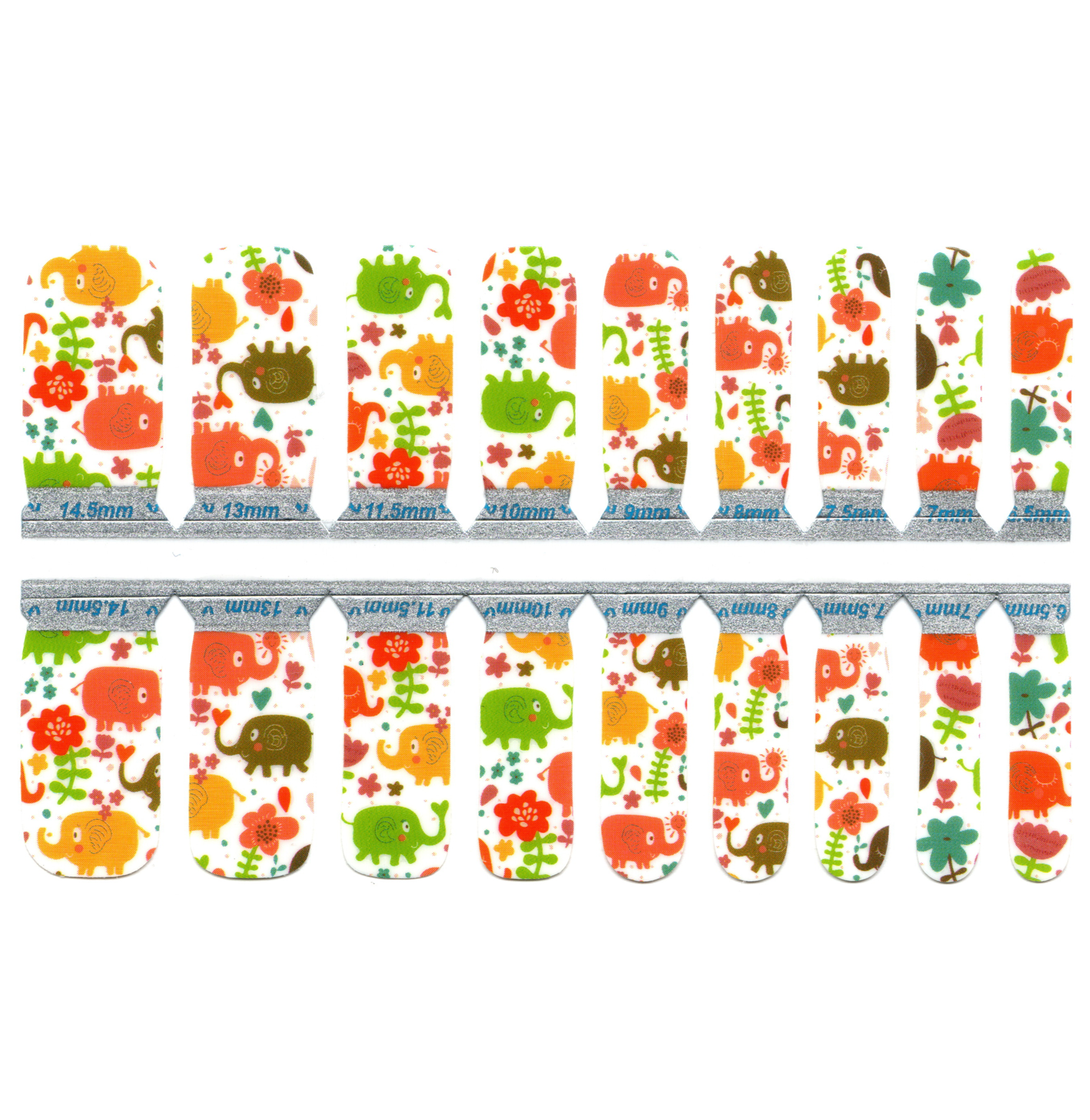 White Smoke Yellow, Green, Orange and Brown Elephants with Flowers (Kids)