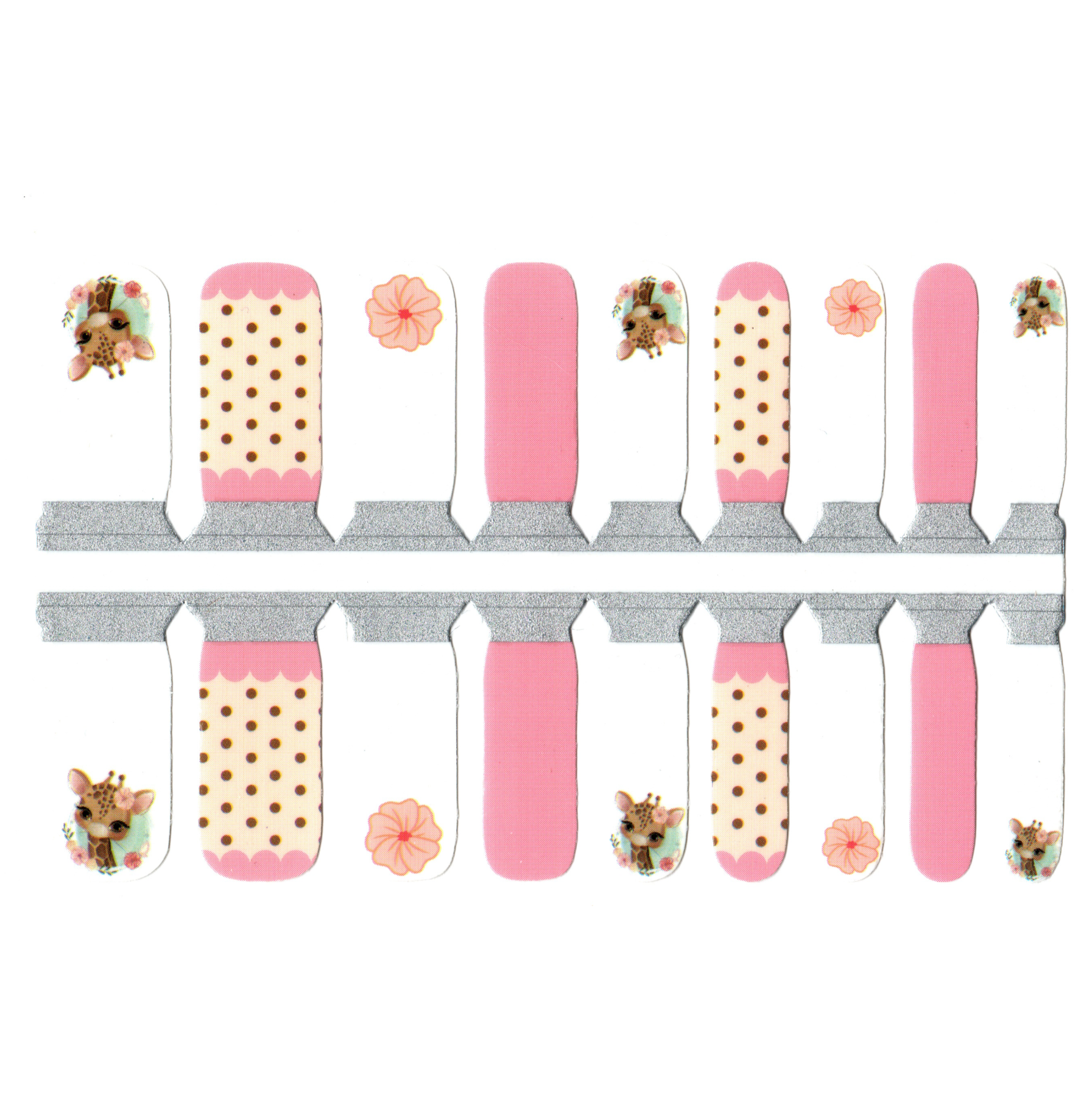 White Smoke Pink and White Giraffes and Flowers, Polka Dot (Kids)