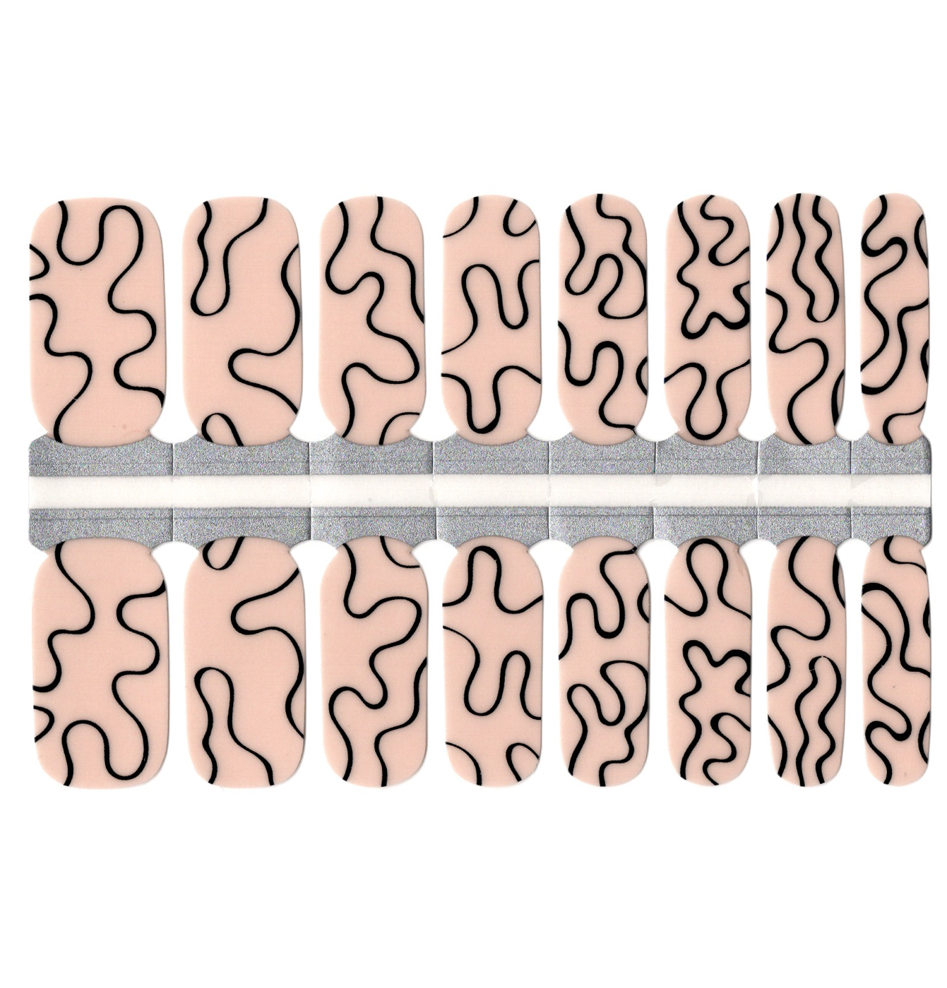 White Smoke Nude Beige with Black Swirls Abstract Art