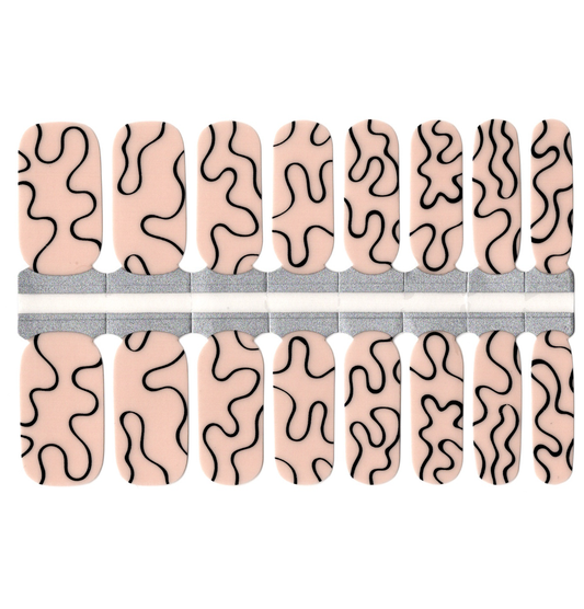 White Smoke Nude Beige with Black Swirls Abstract Art