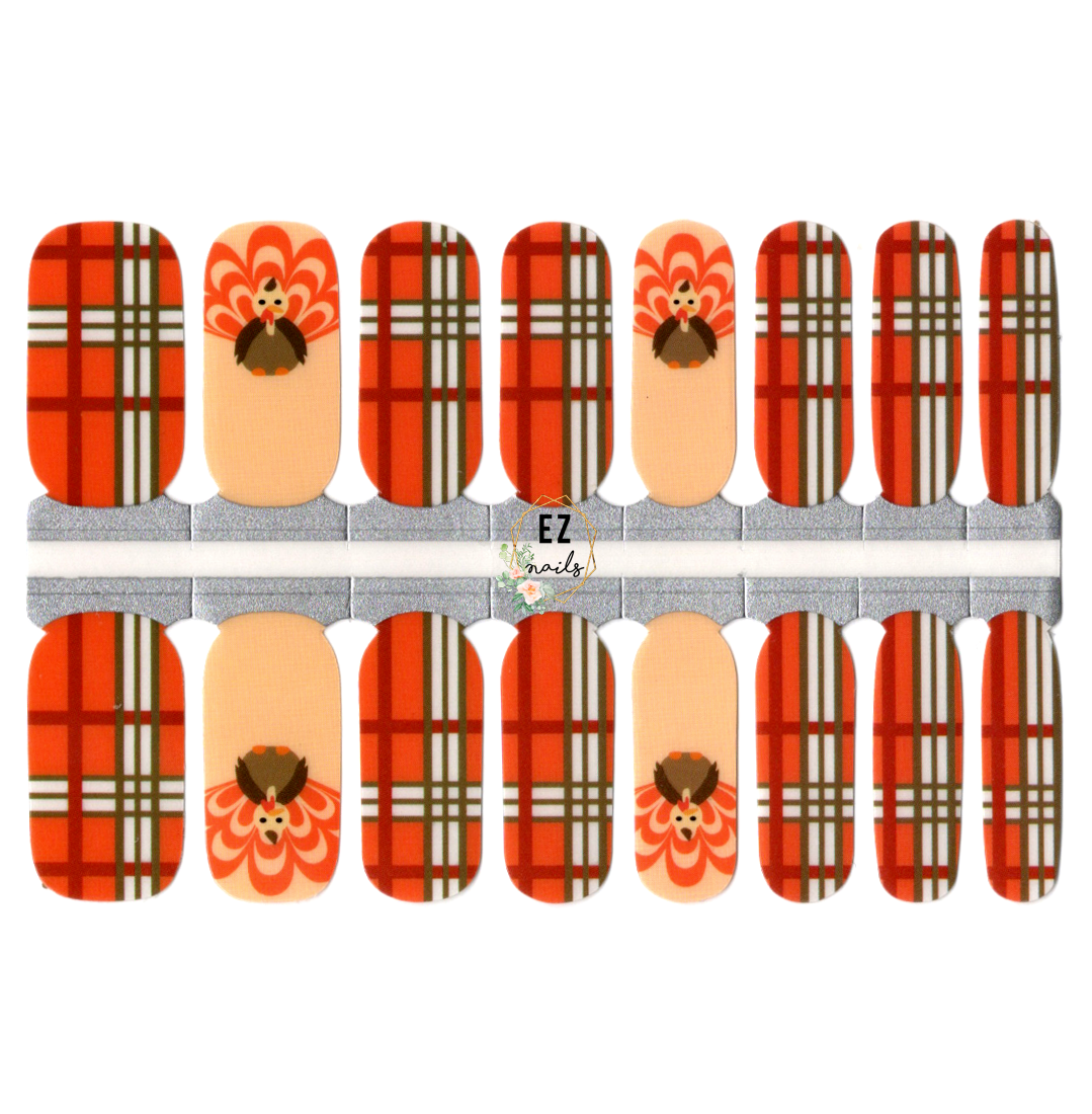 White Smoke Fall Autumn Plaid Orange Turkey Thanksgiving