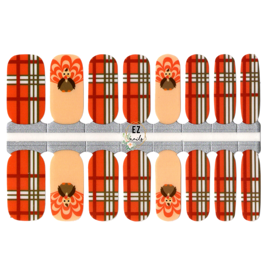 White Smoke Fall Autumn Plaid Orange Turkey Thanksgiving