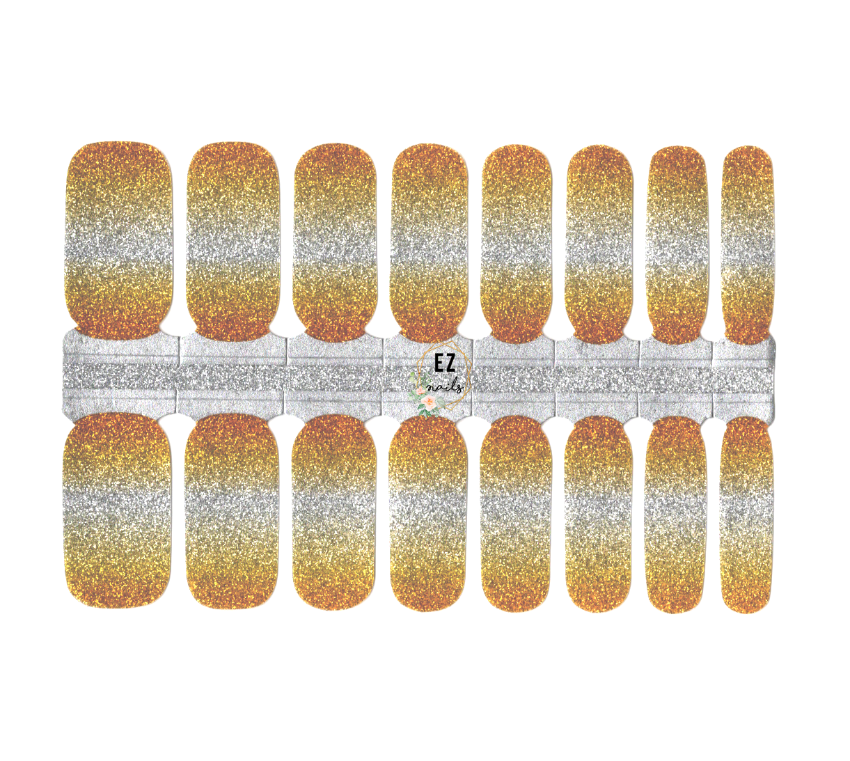 White Smoke Gold to Silver Glitter Ombre Gradient