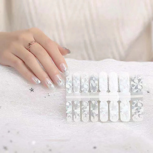Lavender Silver Iridescent Holographic Flame French Manicure