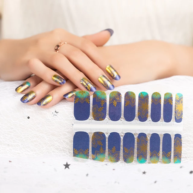 White Smoke Gold Metallic Foil Floral Pattern with Navy Blue and Robin Egg Blue Ombre Gradient