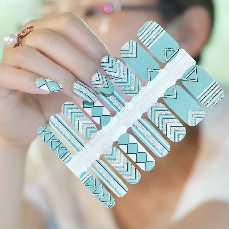Gray Green and Silver Glitter Aztec Art