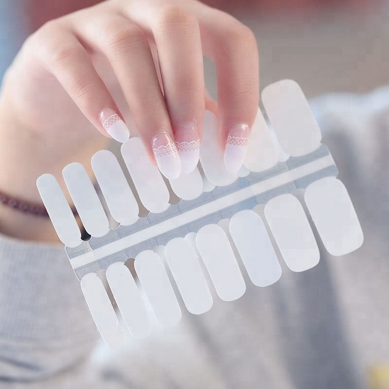Gray White Lace Different Patterns French Manicure