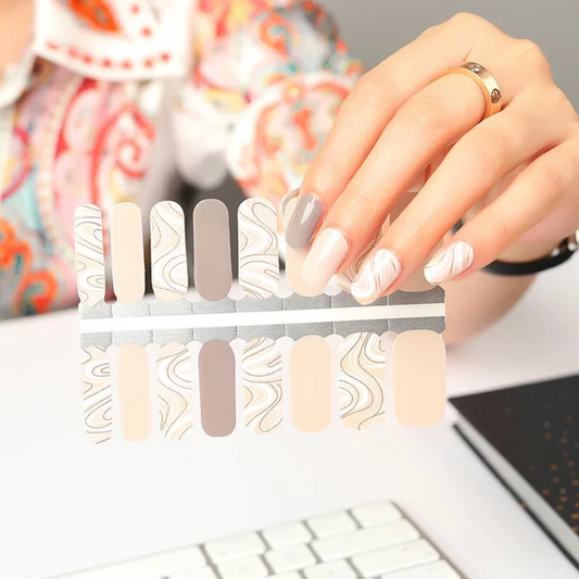 White Smoke Cappuccino Swirl Nude Beige