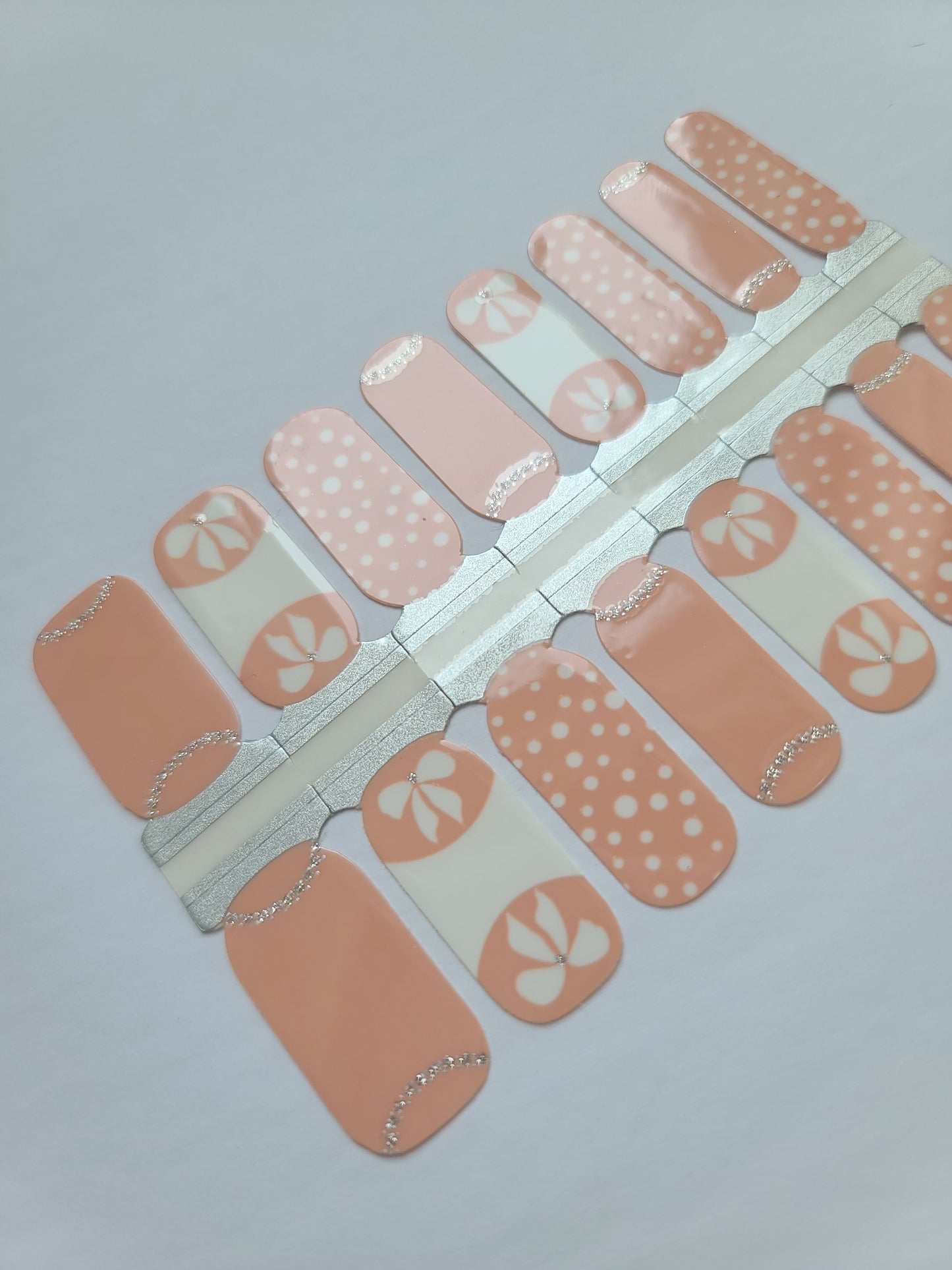 Dark Gray Cantaloupe Orange with White Polka Dot and Bows with Silver Glitter Accents