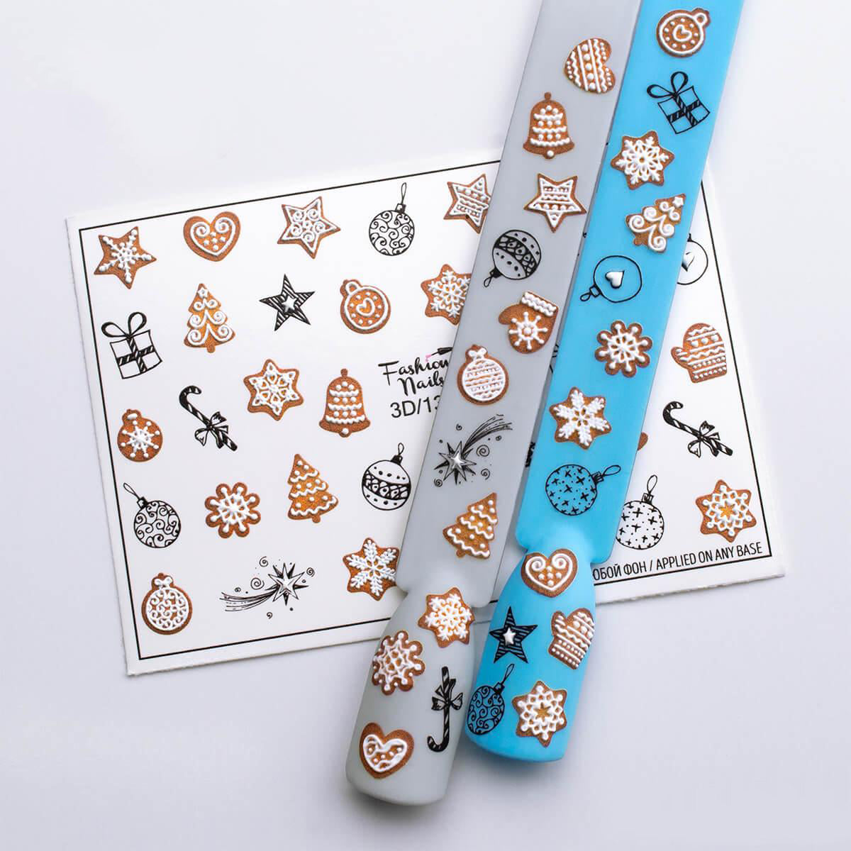 Light Gray 3D Christmas Cookies Gingerbread and Ornaments Beige and Black