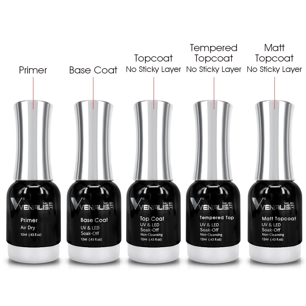 White Smoke Venalisa Gel Top Coats and Base Coats - Matte, Tempered, Long Wear