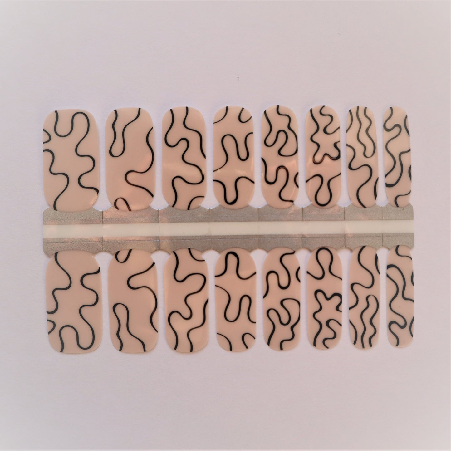 Light Gray Nude Beige with Black Swirls Abstract Art