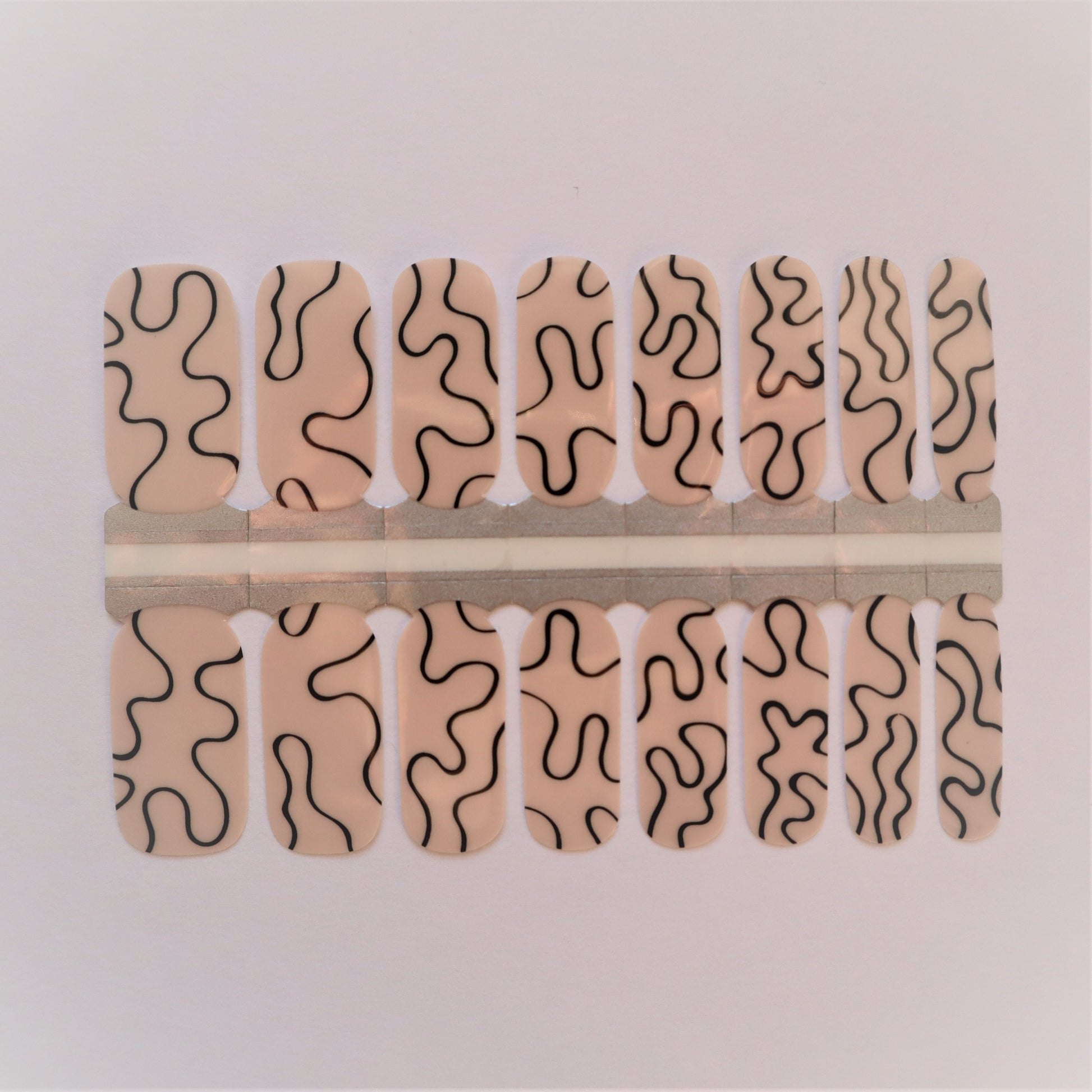Light Gray Nude Beige with Black Swirls Abstract Art