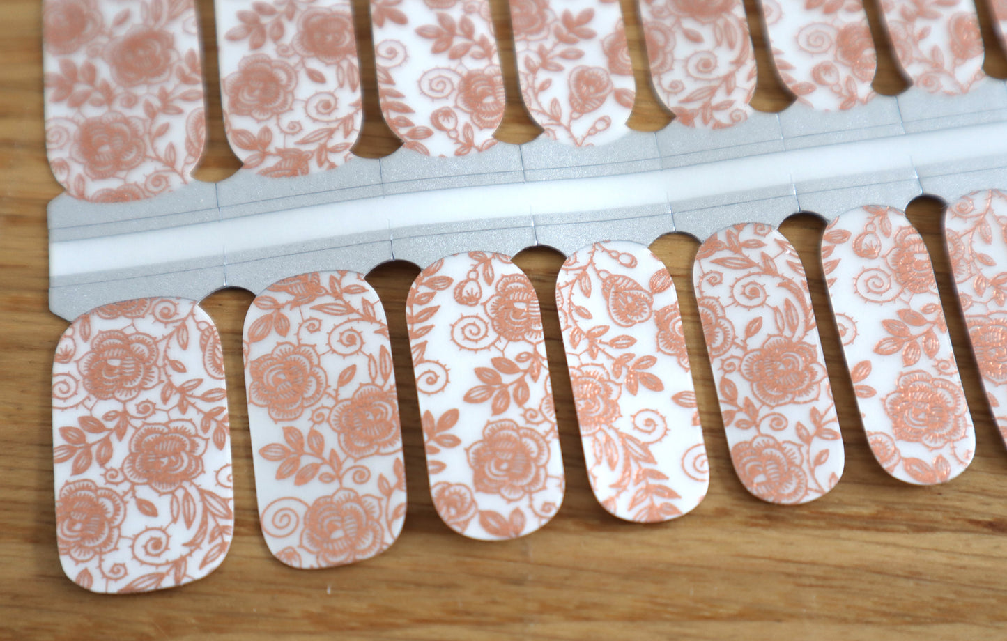 Gray Rose Gold Foil Roses Flowers with Leaves and Vines Clear Lace Overlay Negative Space
