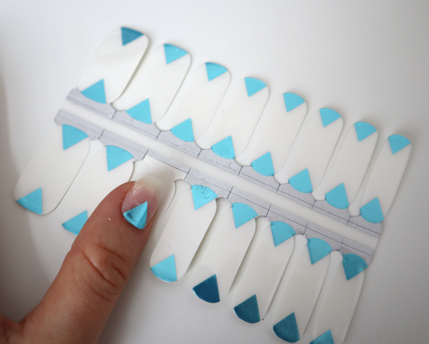 Light Gray Teal Metallic Foil Triangle Clear Overlay Negative Space