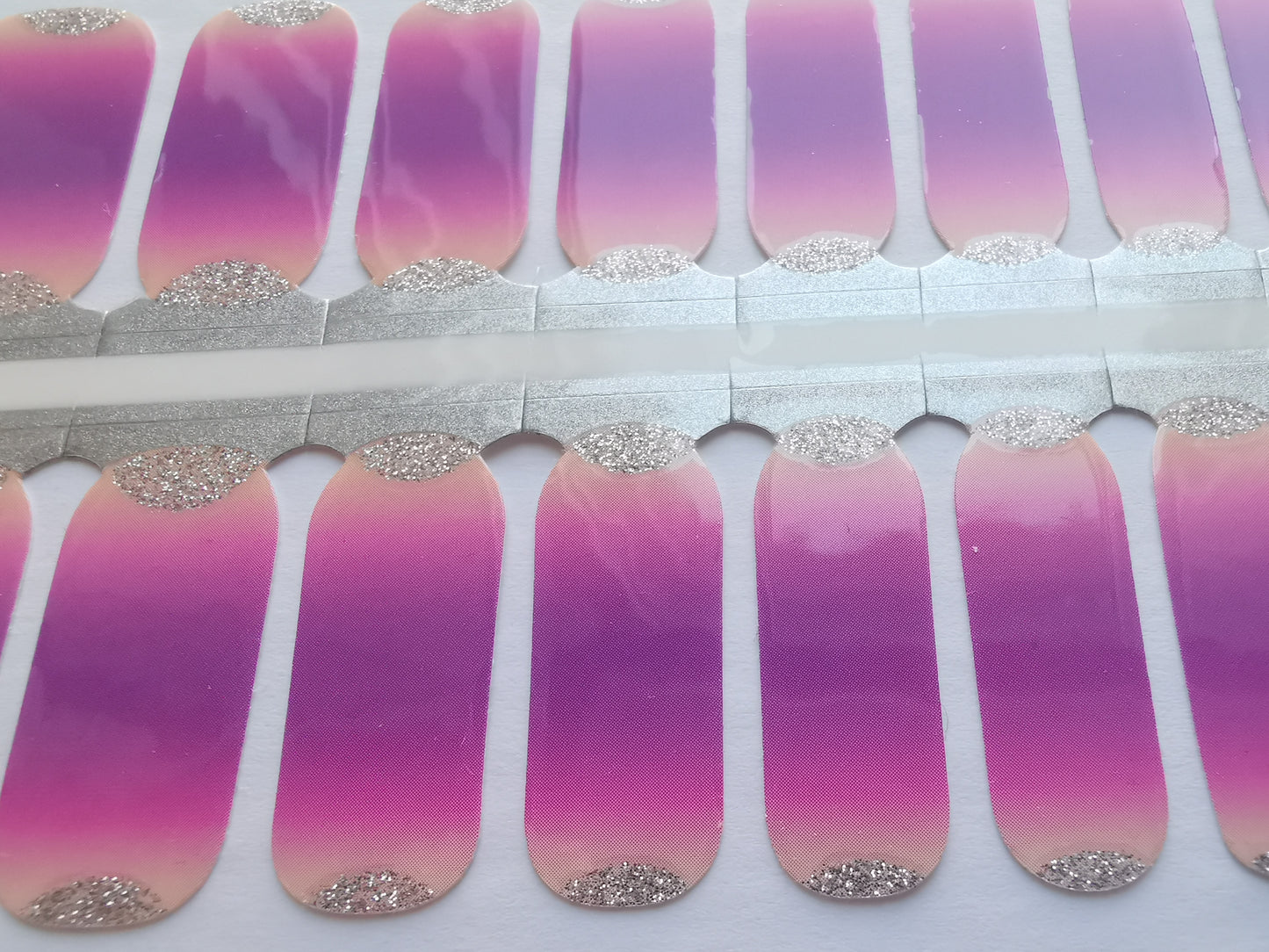 Light Gray Pink and Purple Ombre Gradient with Silver Glitter Accents