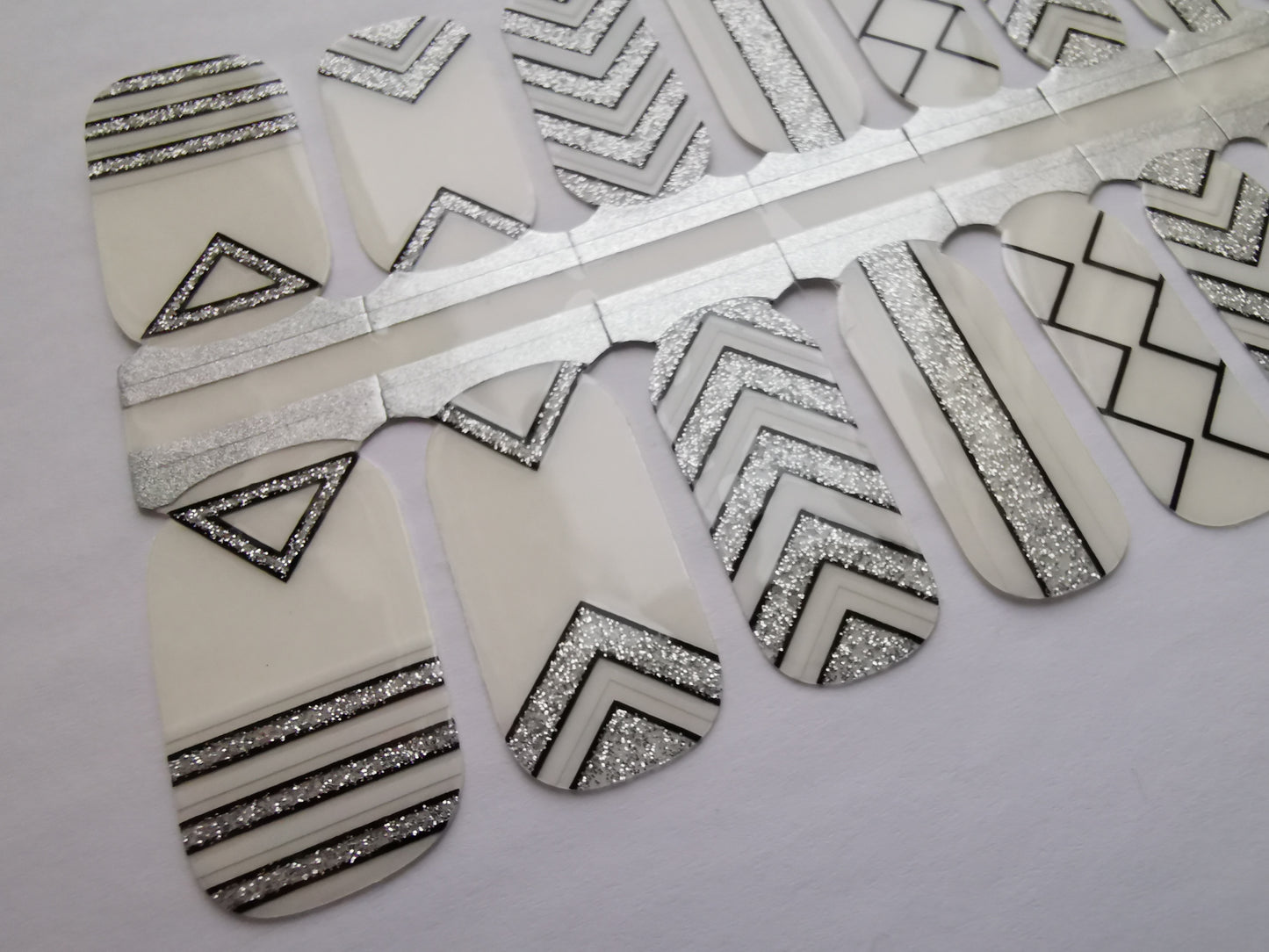 Dark Gray White Black Silver Glitter Geometry Tribal Aztec Art with Clear Transparent Background