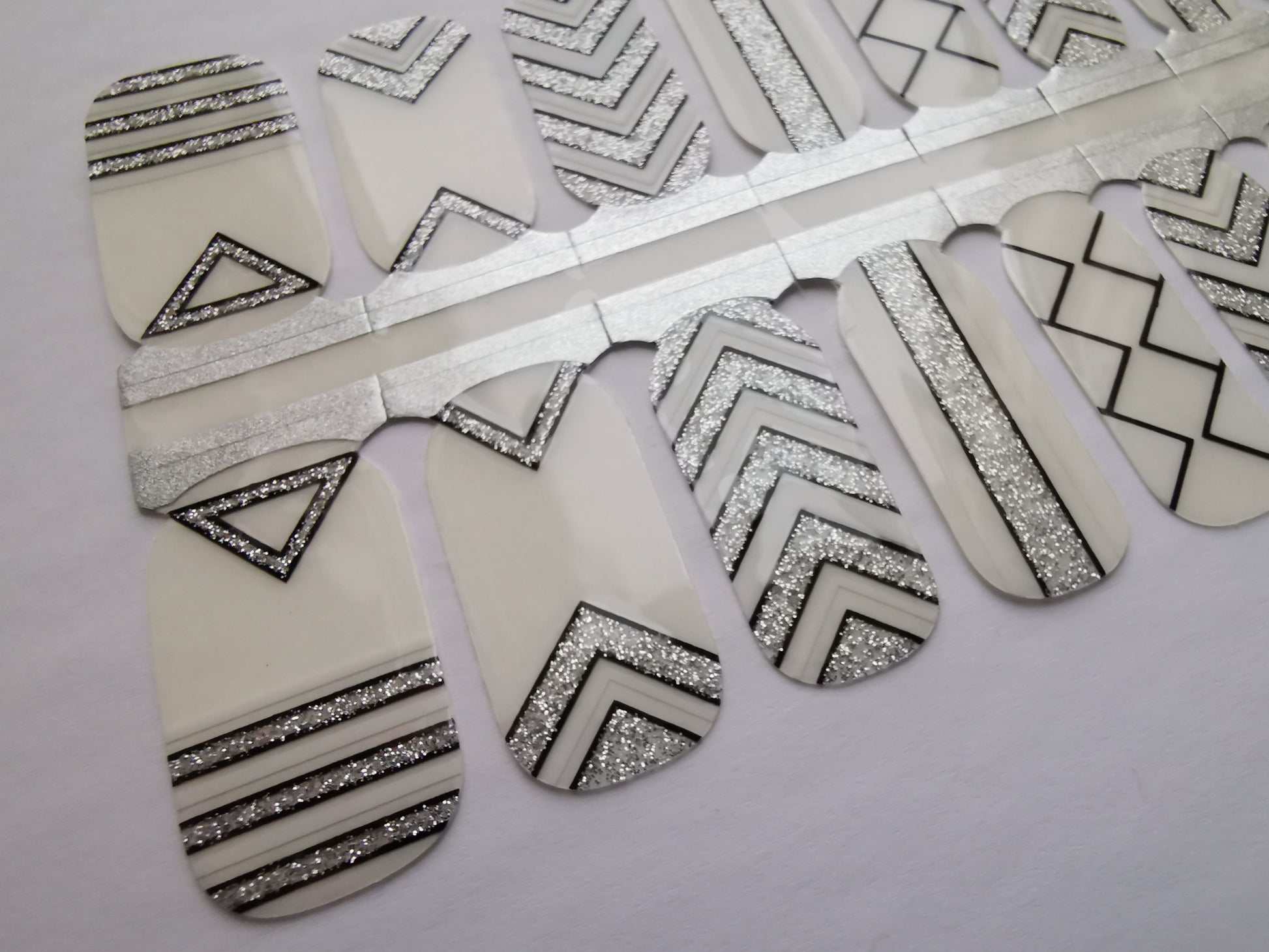 Dark Gray White Black Silver Glitter Geometry Tribal Aztec Art with Clear Transparent Background