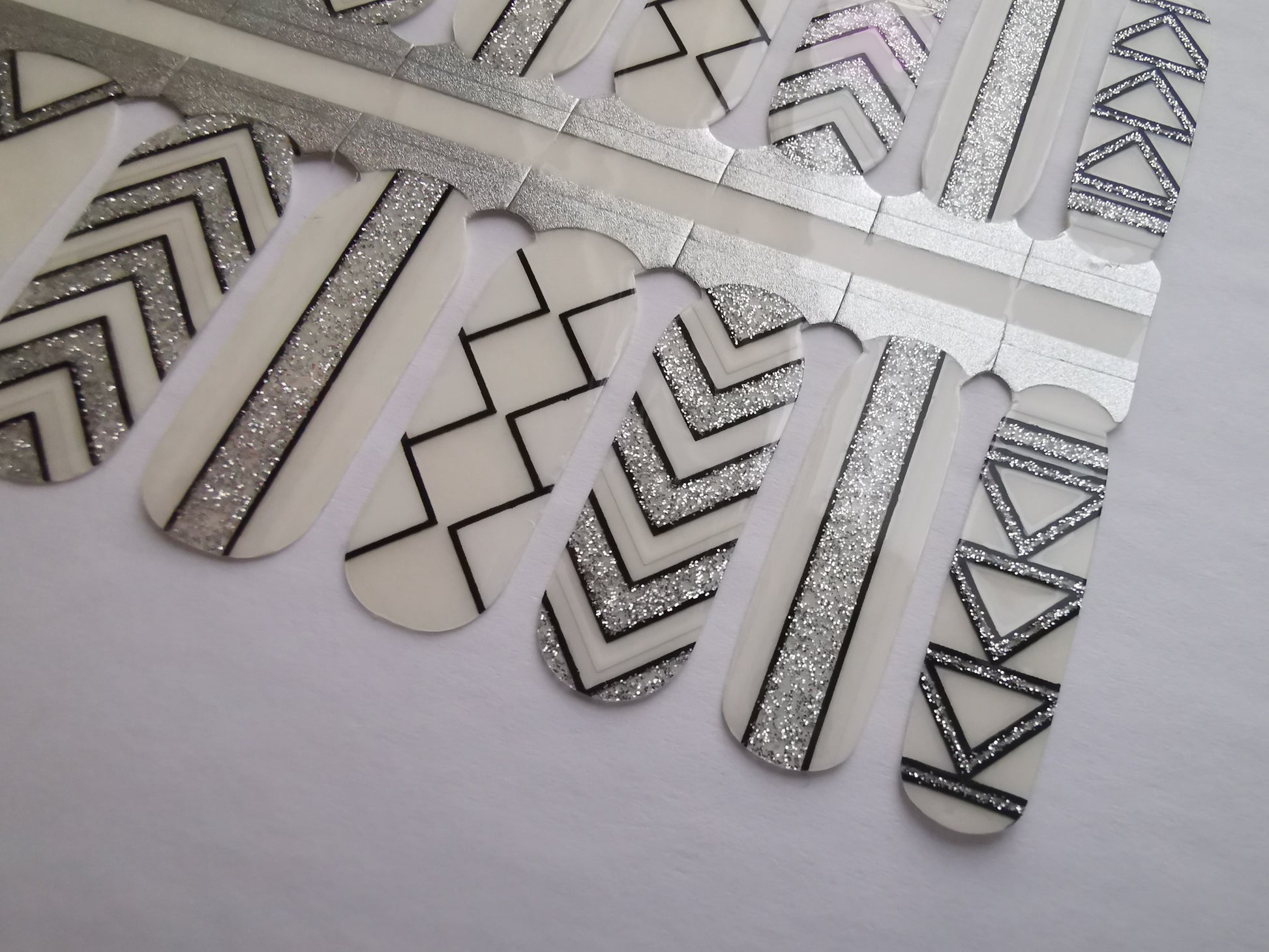 Gray White Black Silver Glitter Geometry Tribal Aztec Art with Clear Transparent Background