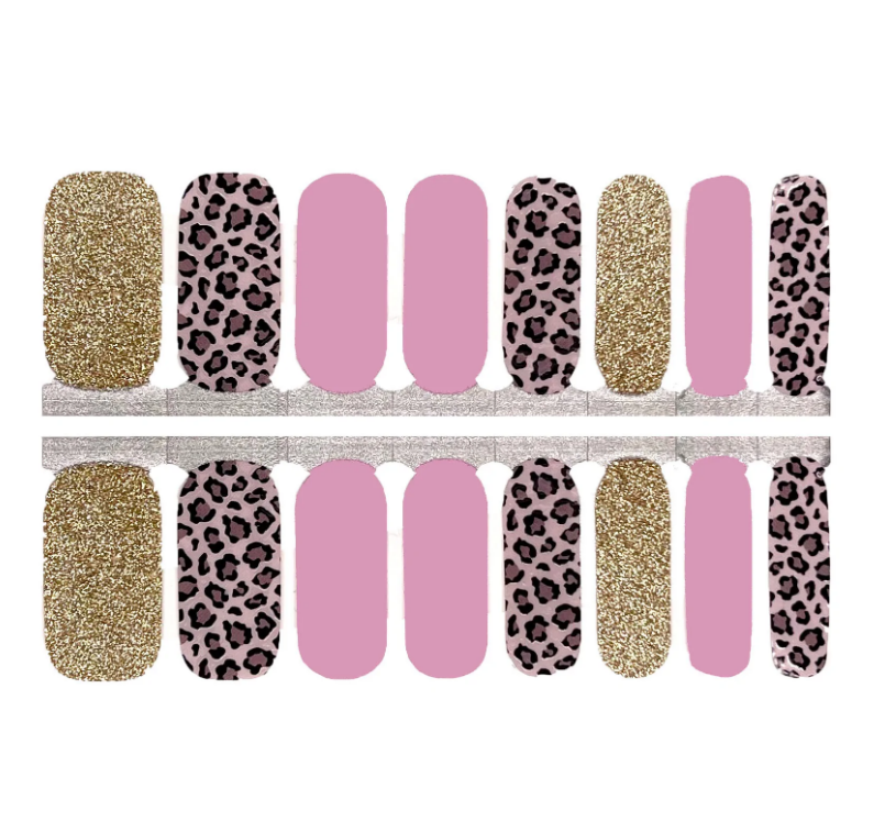 Plum Leopard Print with Gold Glitter and Pink Solid