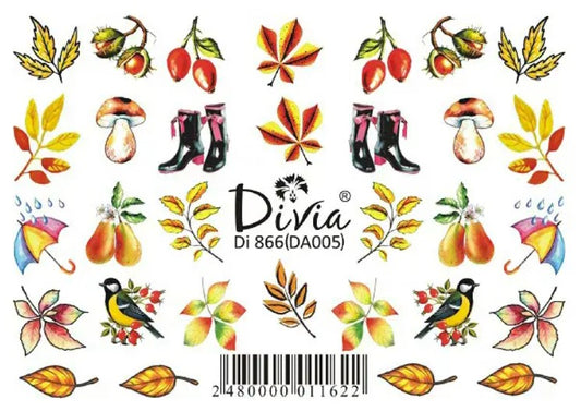 White Smoke 3D Fall Autumn Leaves, Rainboots, Birds, Umbrella