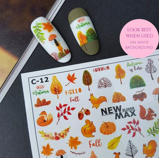 Dark Slate Gray Squirrels, Acorns, Pumpkins, Woman with Umbrella Fall Autumn