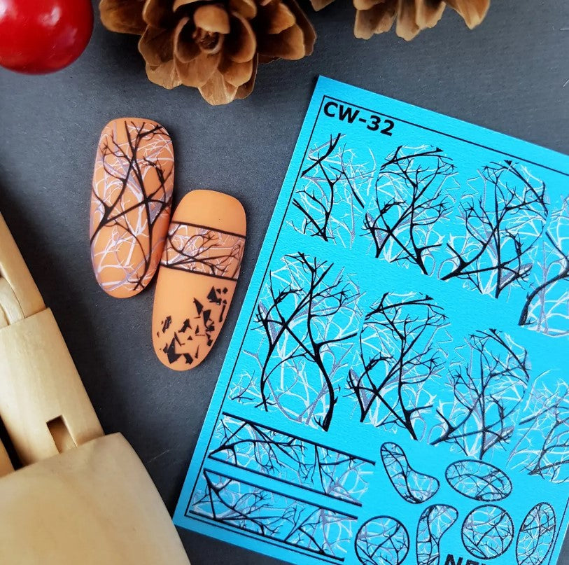 Medium Turquoise Winter/Fall Branches Abstract Art