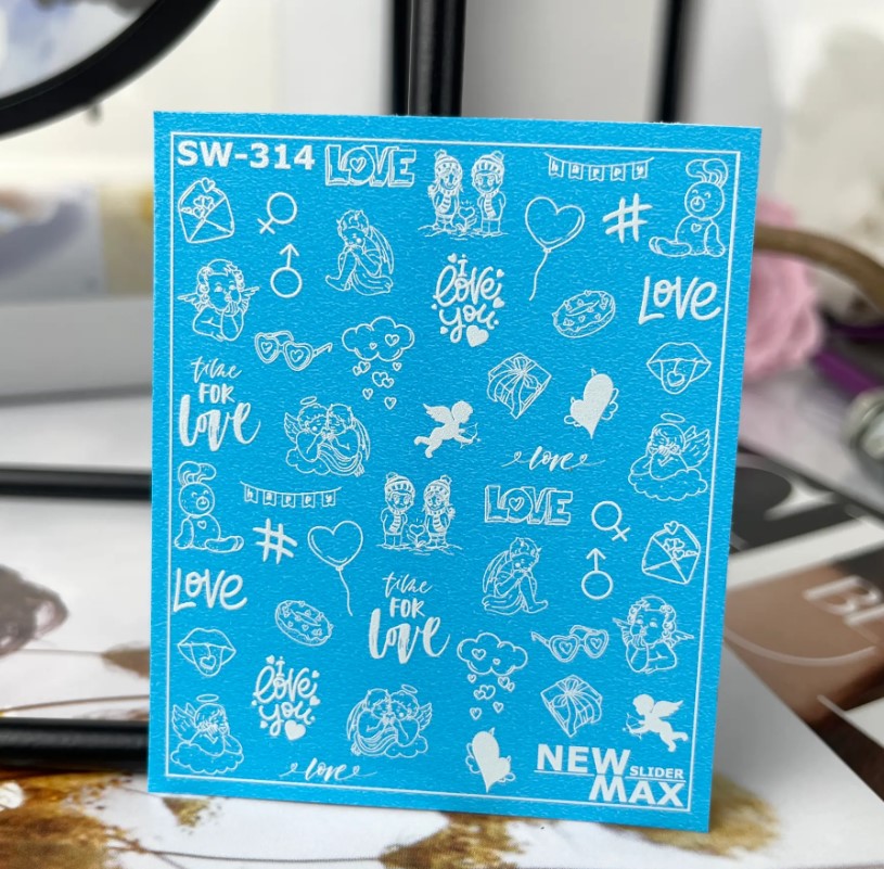 Dodger Blue White I Love You, Angels, Valentine's Day Envelope, Hearts