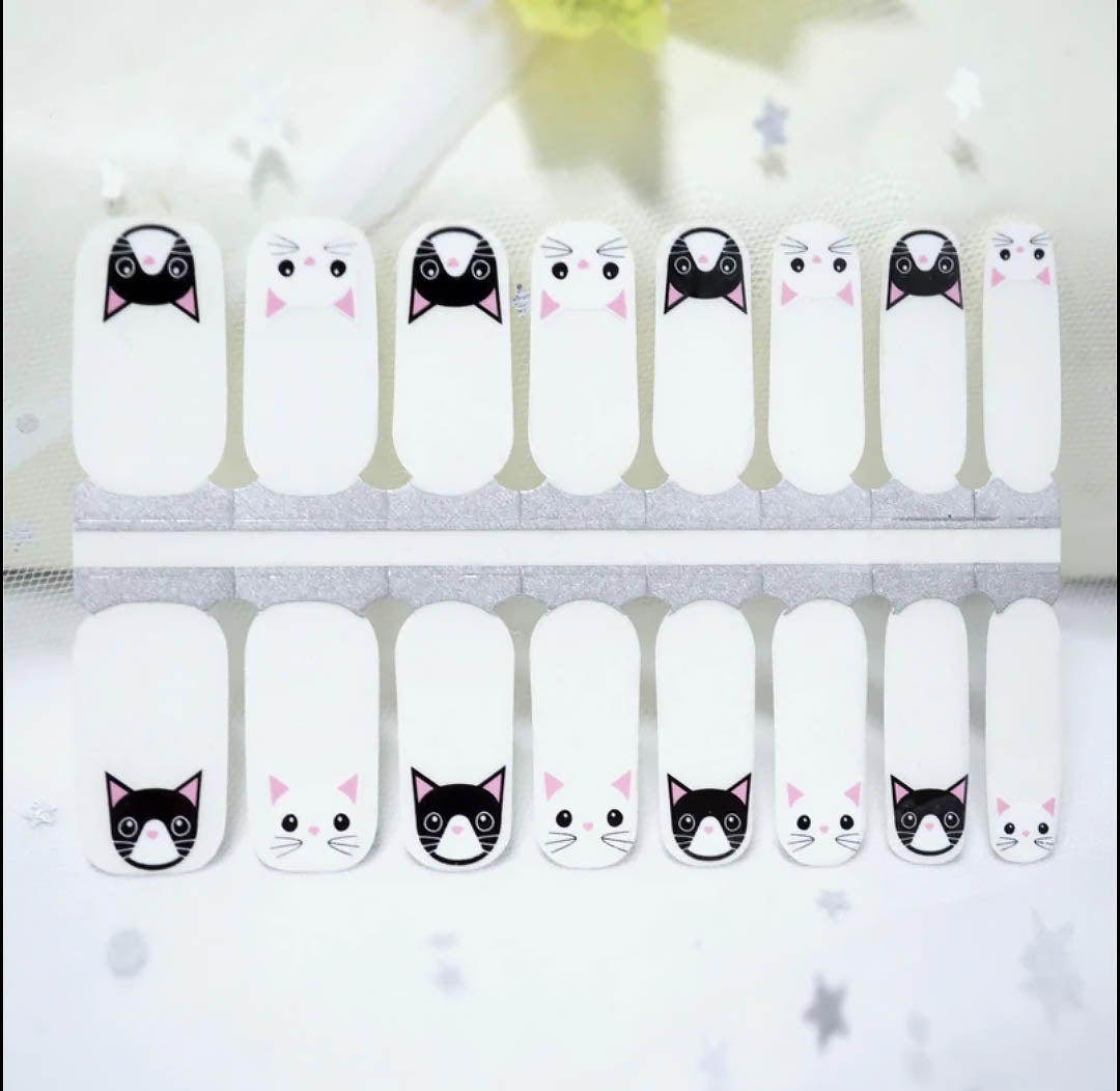 Lavender Black and White Cats Faces with Whiskers and Clear Background Overlay