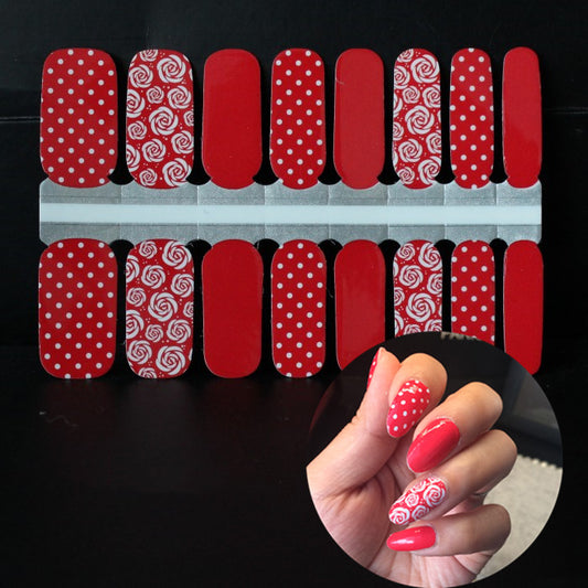 Black Red and White Polka Dot and Roses Flowers