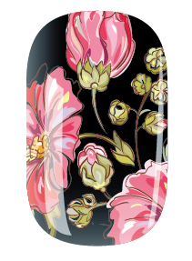 Black Bright Pink Flowers with Black Background