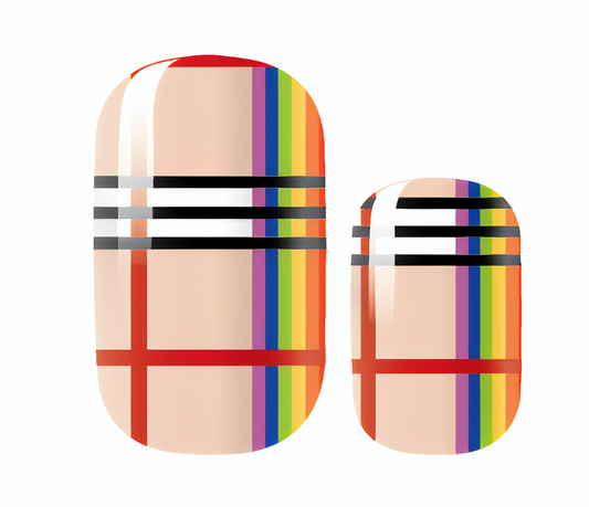 Nude Plaid Rainbow Fall theme Nail Wraps