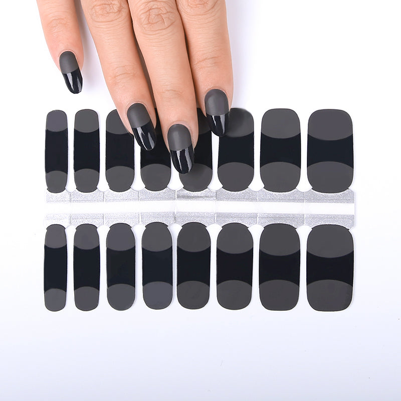 White Smoke Black Glossy Tips and Matte Top French Manicure