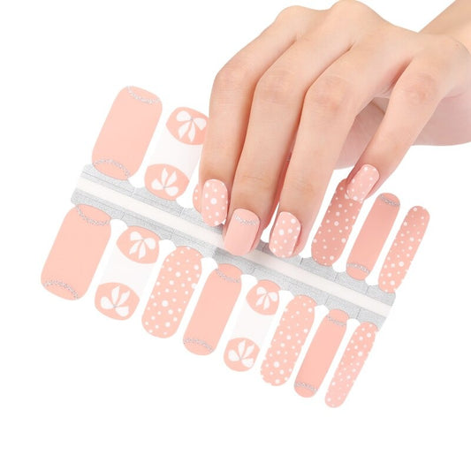 White Smoke Cantaloupe Orange with White Polka Dot and Bows with Silver Glitter Accents