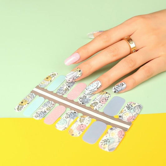 Gold Pastel Colors Stone Blue Robin Egg Blue and Pink Polka Dot with Spring Branches Easter