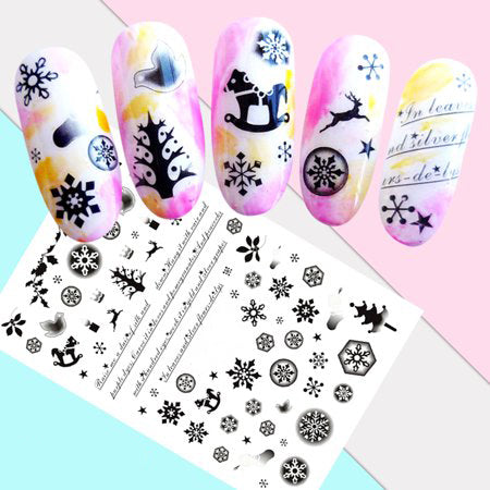 White Smoke Christmas Holidays Black and White Snowflakes, Stockings, Deer, Mistletoe