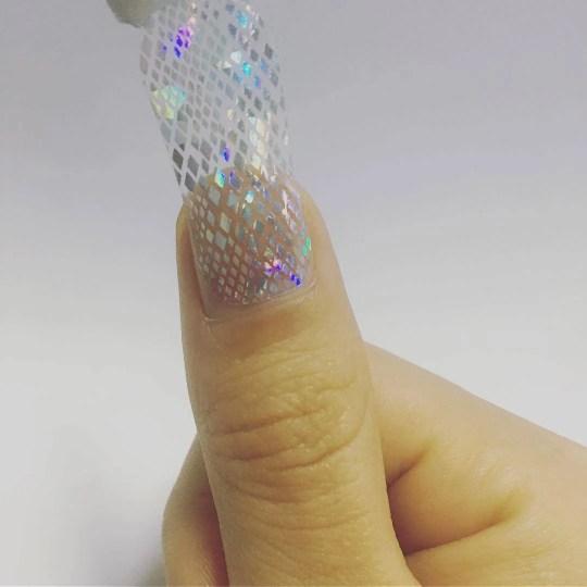 Gray Silver Iridescent Holographic Snake Skin Overlay Negative Space
