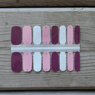Dim Gray Pink and Burgundy with Clear Background White Snowflakes Winter Christmas
