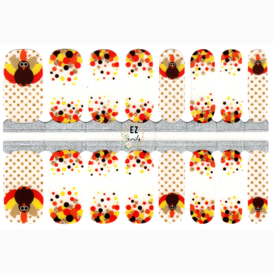 White Smoke Turkey Thanksgiving Polka Dot with Glitter
