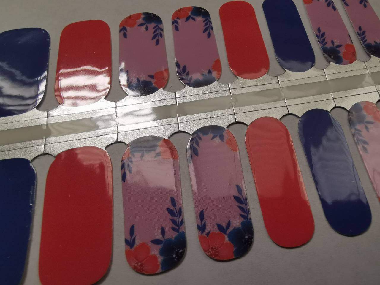 Nail Wraps, Strips, Stickers- Navy Blue and Blush Pink Floral Bliss - EZ Nails Store