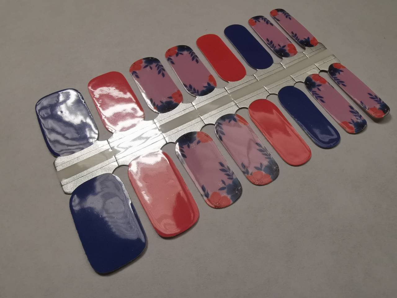 Nail Wraps, Strips, Stickers- Navy Blue and Blush Pink Floral Bliss - EZ Nails Store