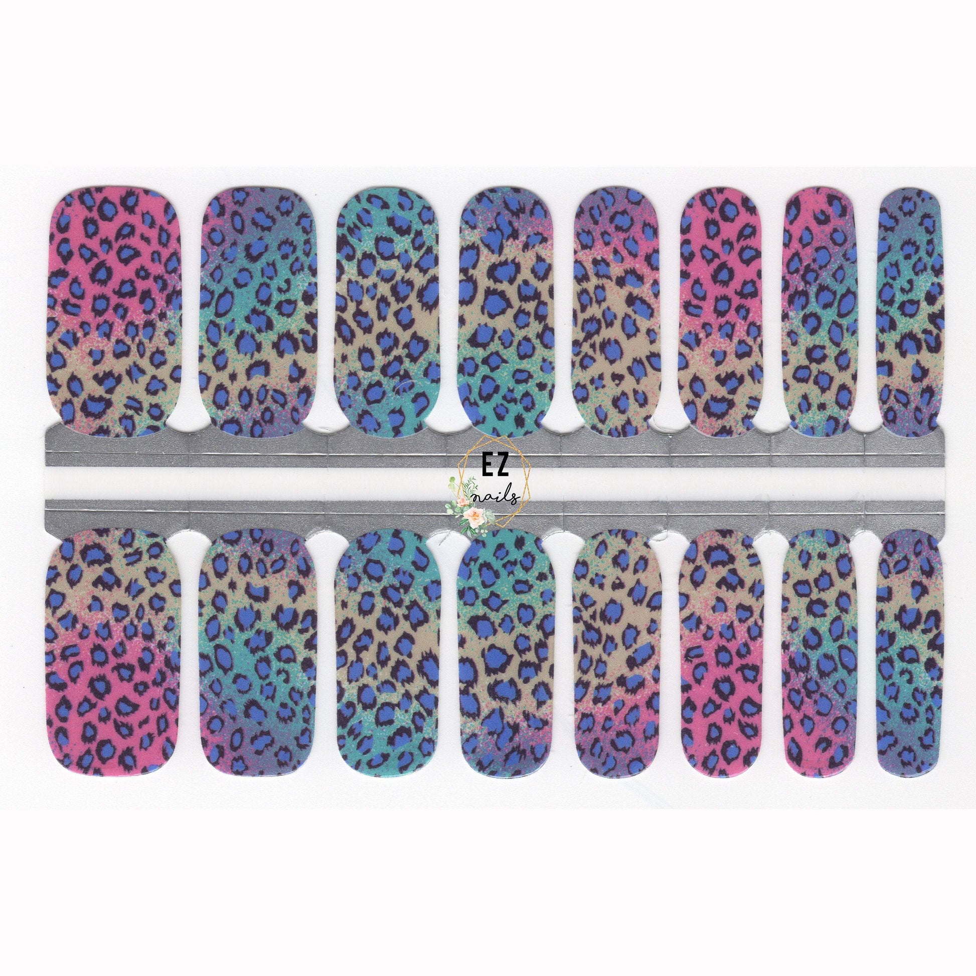 Nail Wraps, Strips, Stickers -Colorful Leopard Print Ombre - EZ Nails Store