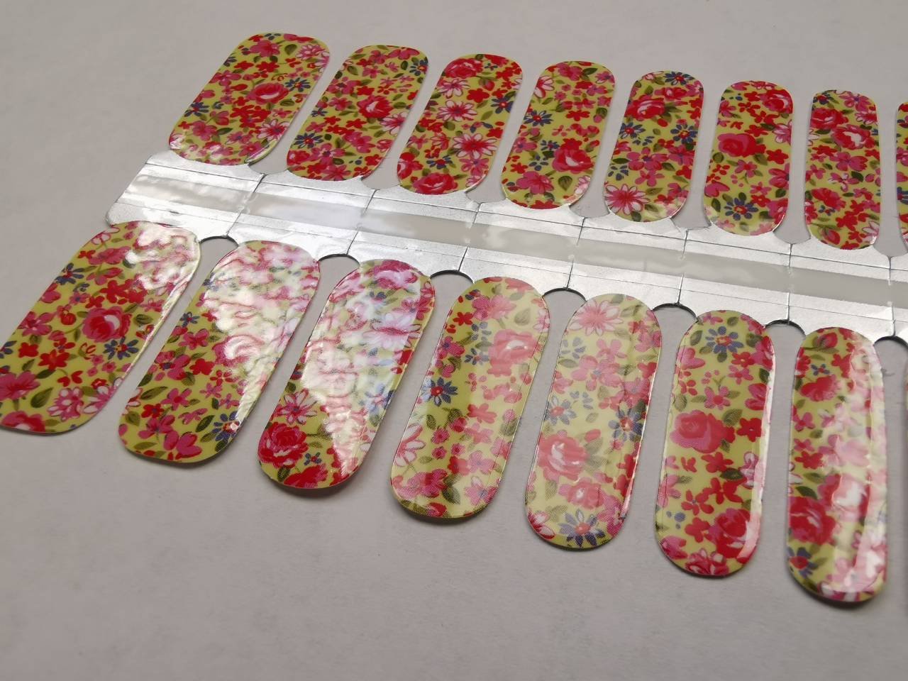 Nail Wraps, Strips, Stickers - Yellow Summer and Red Flowers - EZ Nails Store