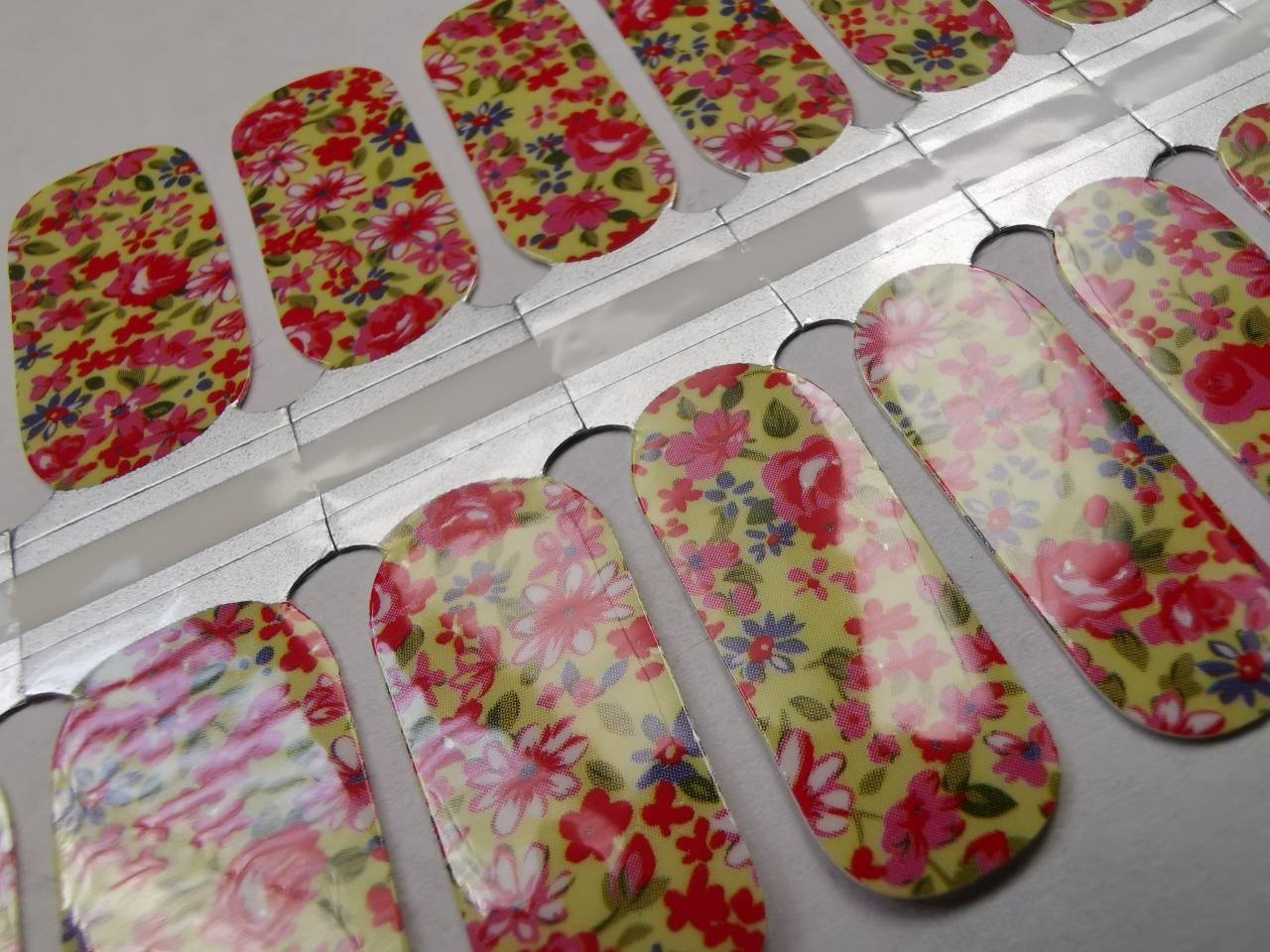 Nail Wraps, Strips, Stickers - Yellow Summer and Red Flowers - EZ Nails Store