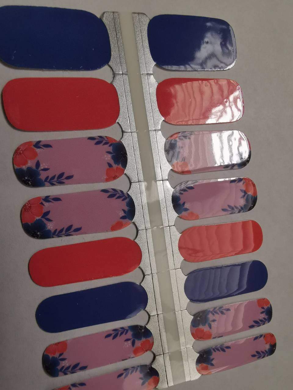 Nail Wraps, Strips, Stickers- Navy Blue and Blush Pink Floral Bliss - EZ Nails Store