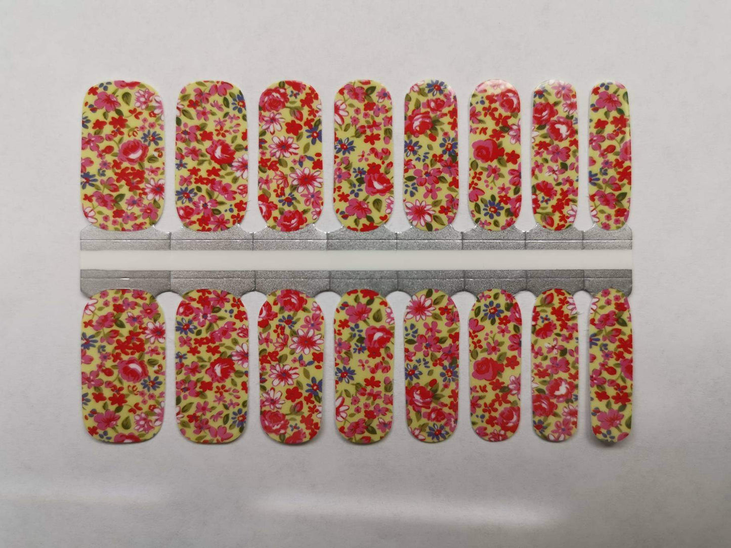 Nail Wraps, Strips, Stickers - Yellow Summer and Red Flowers - EZ Nails Store