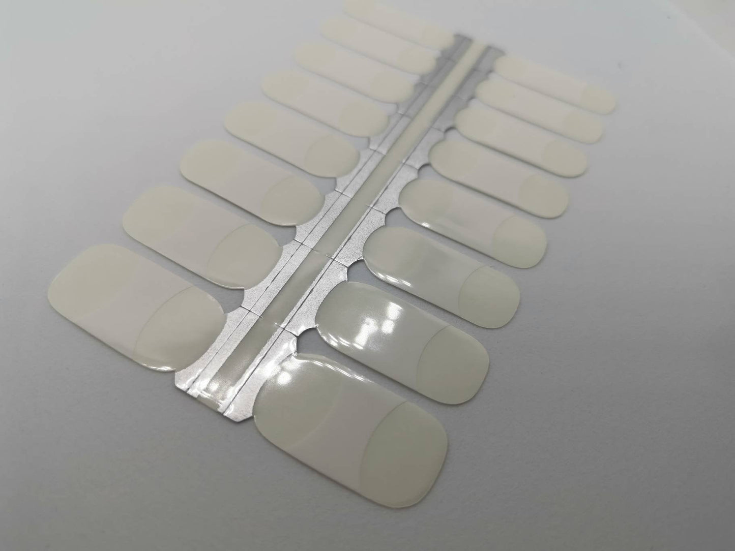 Dim Gray Long Elongated French Manicure White Tip with Clear Top