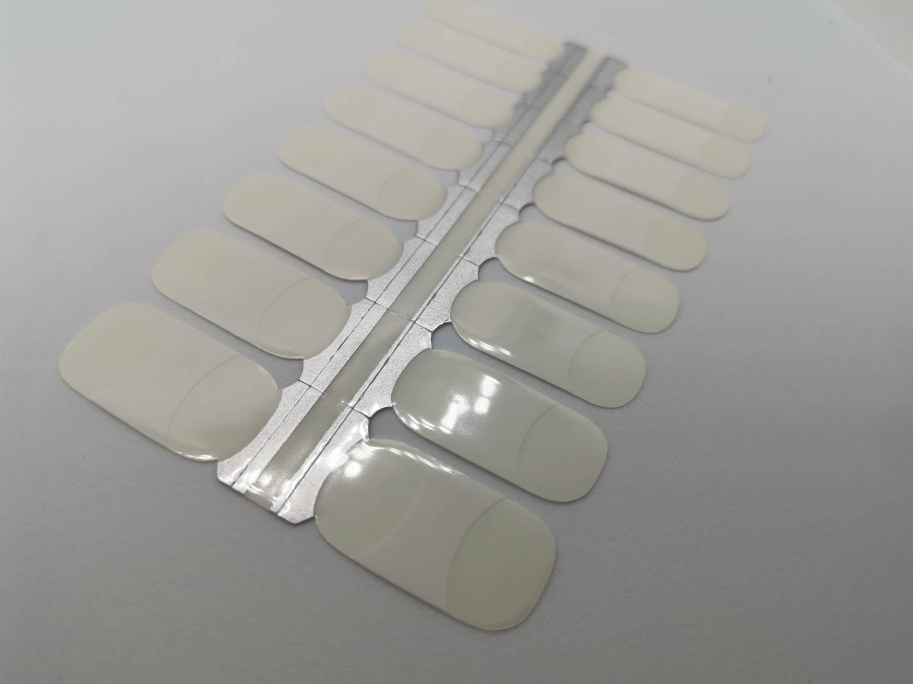 Dim Gray Long Elongated French Manicure White Tip with Clear Top