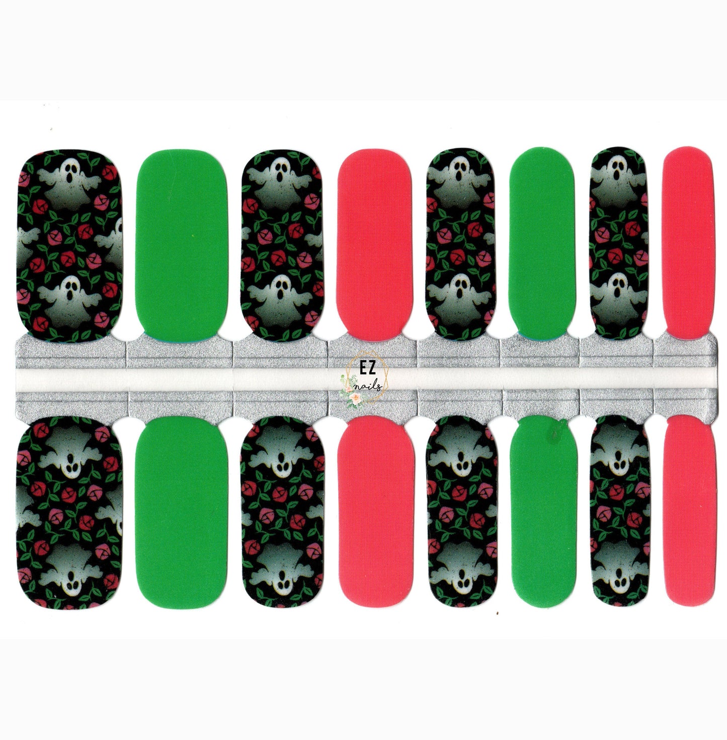 White Smoke Ghosts and Roses Pink and Green Halloween