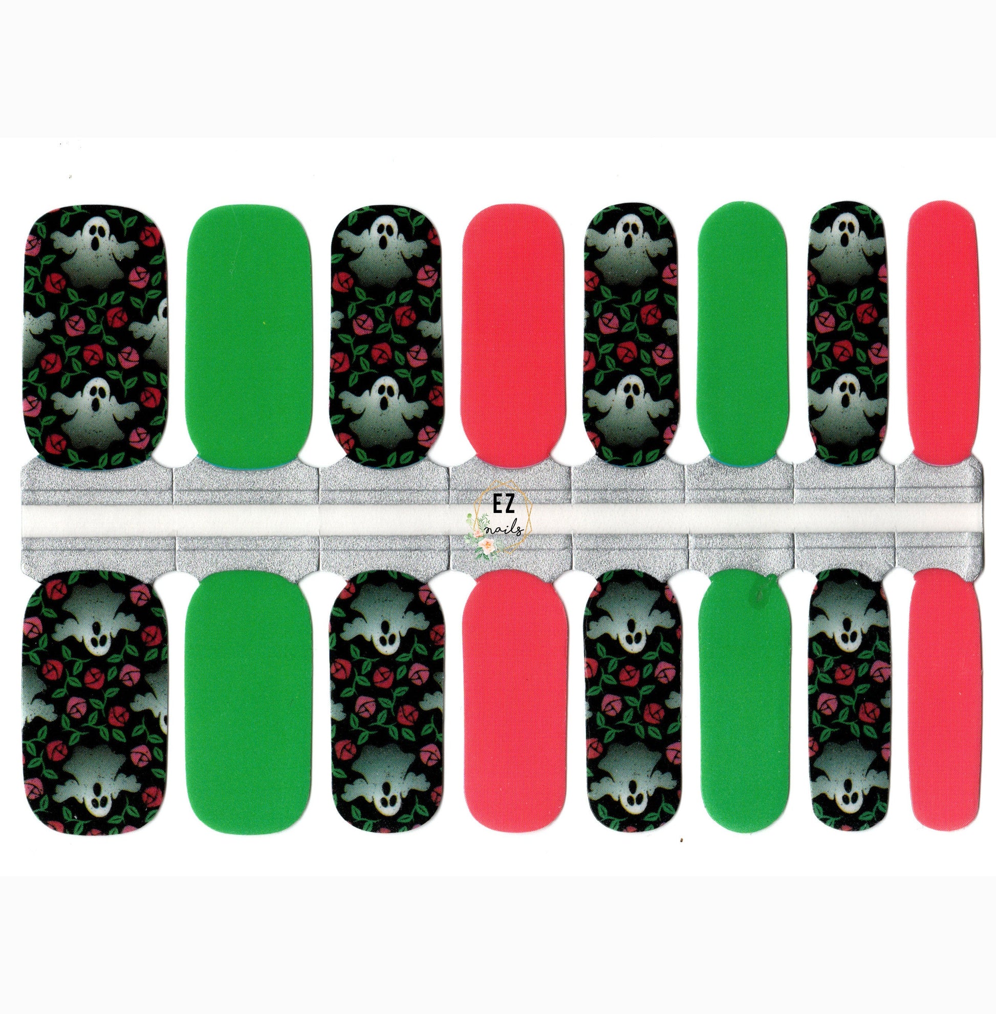 White Smoke Ghosts and Roses Pink and Green Halloween